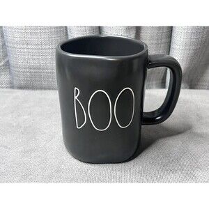 Rae Dunn BOO Halloween Black Coffee Tea Mug 2018 Fall Magenta Ceramic Spellout